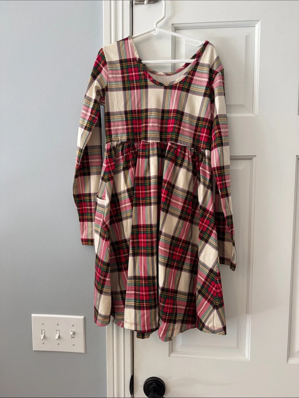 Hanna Andersson Red & Cream Plaid Long-Sleeve Dress